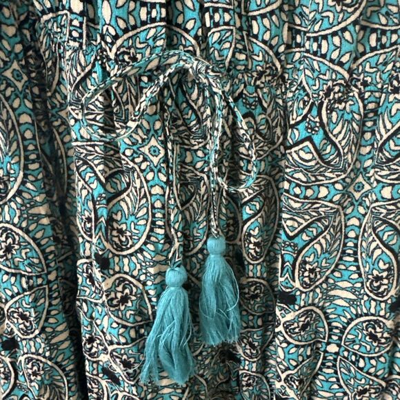 Xhilaration Cold Shoulder Maxi Sundress Womens Medium Paisley Green - Picture 4 of 10